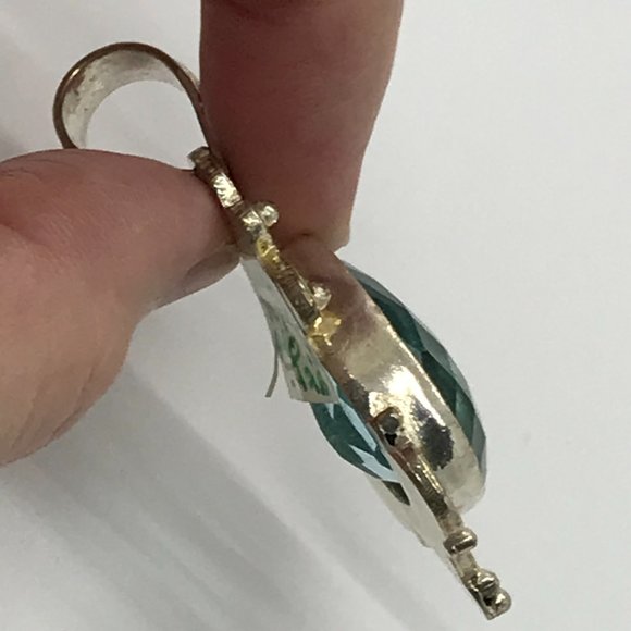 Sterling Silver Swiss Blue Topaz Teardrop Pendant - Picture 11 of 12